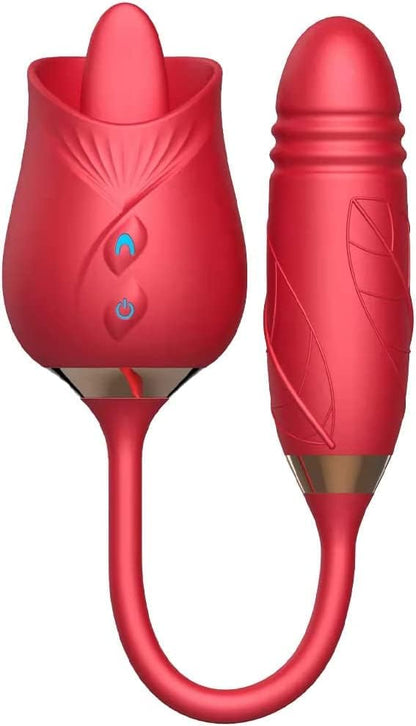 Rose Sex Toy for Women - Woman Pleasure Tongue Licking Mini Clitoral Vibrator Stimulator with 10 Vibrating Pleasure for Clitoris & Nipple Stimulation, Adult Sex Toys for Women Couples (Red)