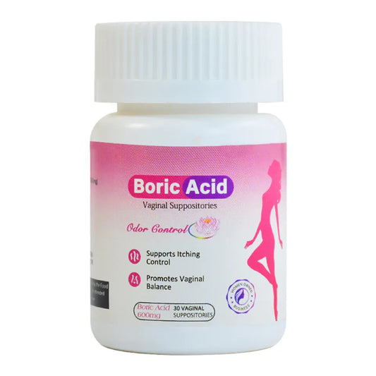 Medical Grade Boric Acid Vaginal Suppositories for Women Vaginal Health - Support Odor Control, Relive Itching, Burning and Irritation, Feminine Care, 30 Vaginal Suppositories 600mg