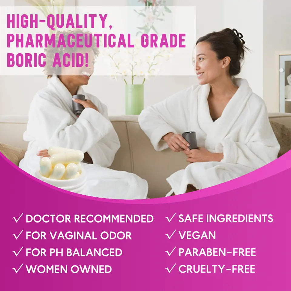 Medical Grade Boric Acid Vaginal Suppositories for Women Vaginal Health - Support Odor Control, Relive Itching, Burning and Irritation, Feminine Care, 30 Vaginal Suppositories 600mg