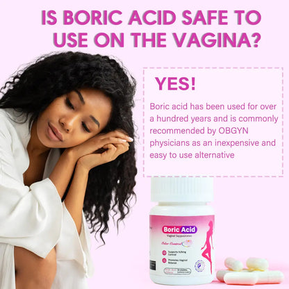 Medical Grade Boric Acid Vaginal Suppositories for Women Vaginal Health - Support Odor Control, Relive Itching, Burning and Irritation, Feminine Care, 30 Vaginal Suppositories 600mg